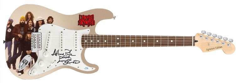 Lynyrd Skynyrd Artimus Pyle Signed Custom Photo Graphics 1/1 Guitar ACOA
