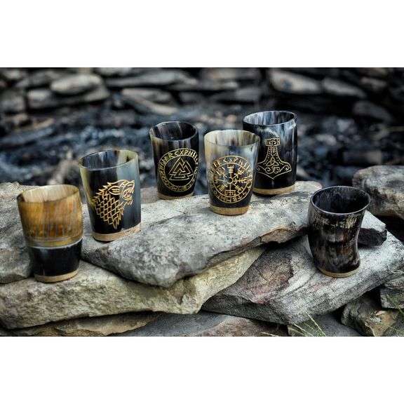6 Viking-Style Ox Horn Shot Glasses