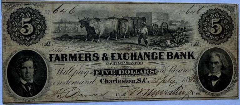 $5 Farmers and Exchange Bank Charleston SC Note