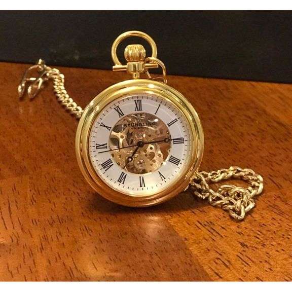 23K Gold-Plated Men's Skeleton Pocket Watch