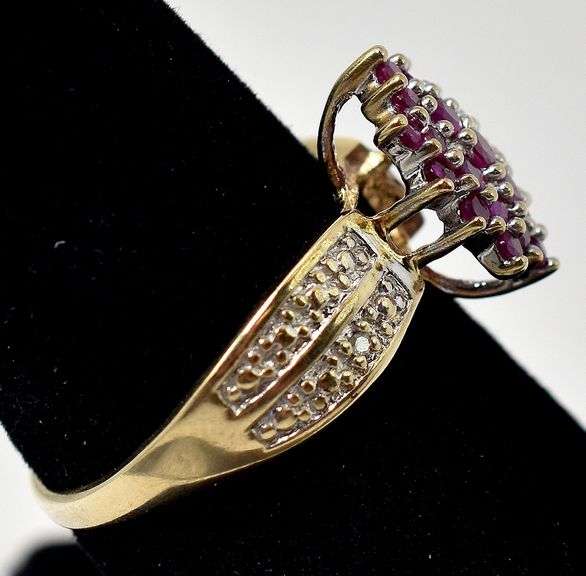 Angelic 10k Yellow Gold Ruby and Diamond Ring