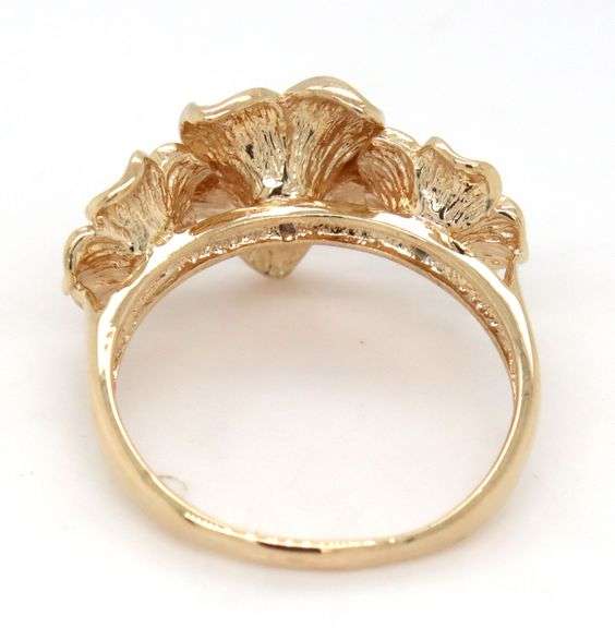 14kt Yellow gold diamond Plumeria ring
