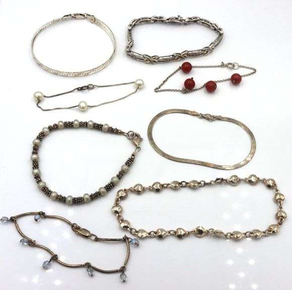 Group lot of 8 vintage 925 sterling silver bracelets
