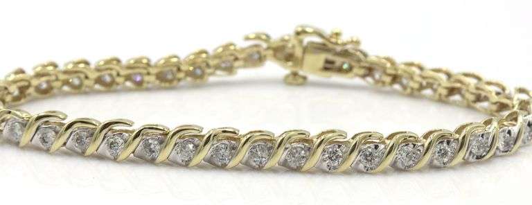 10kt Yellow gold 2ctw diamond tennis bracelet