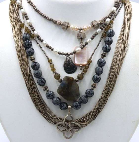 Group lot of 5 Vintage 925 sterling silver necklaces