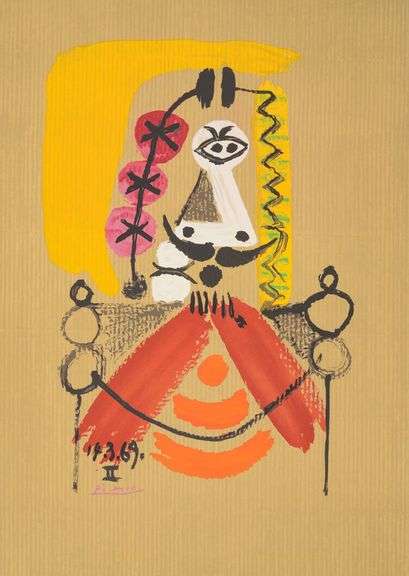 Exclusive Pablo Picasso Lithograph Proof from Imaginary Portraits, 1969