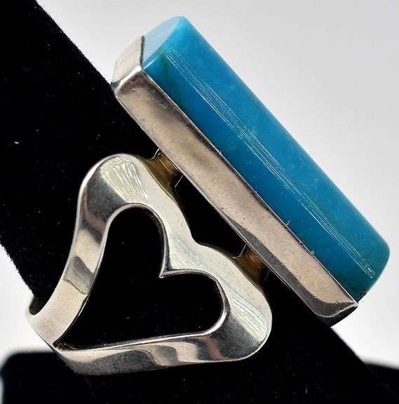 Large Turquoise Gemstone Ring in Sterling Silver