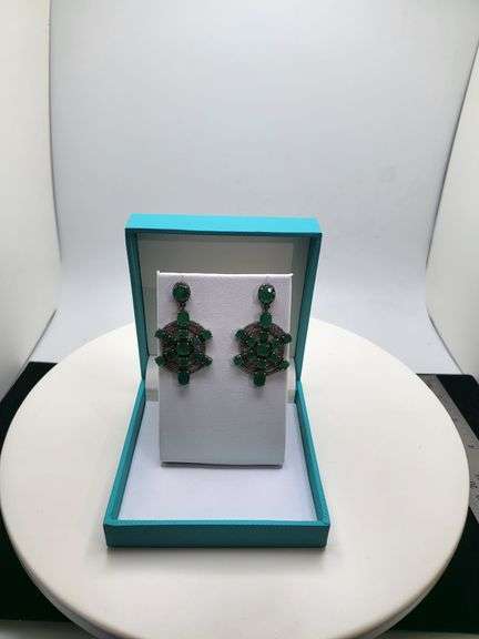 Handmade Elegant Earrings with 11.0ct Natural Colombian Emeralds & 1.5ct Diamond Accents