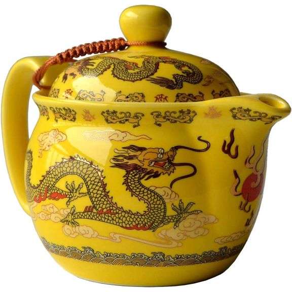 Emperor Yellow Porcelain Dragon Teapot