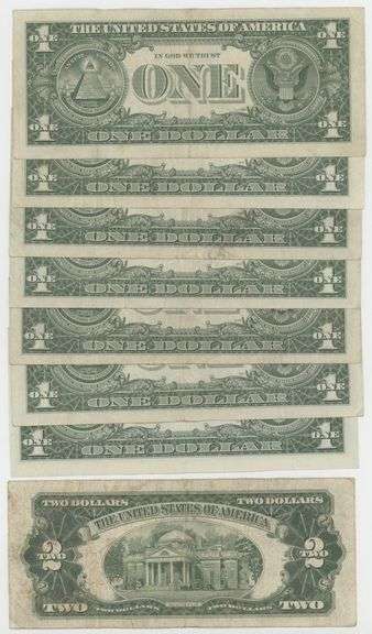 Lot of 8 Small Size STAR Notes: 7 1957 $1 and a 1953 $2 Red Seal
