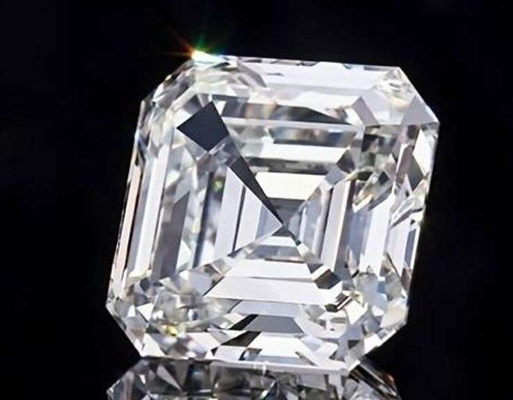 Sparkling Huge 6.75 Ct Sparkling White Asscher Cut Simulated Diamond Solitaire