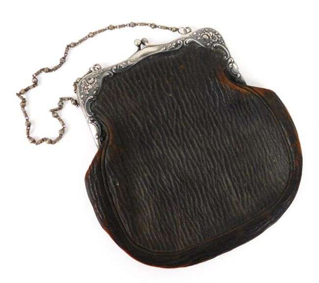 Antique Leather & Sterling Silver Purse