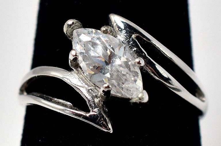 Clear Marquise Cut CZ Band Ring in sterling Silver