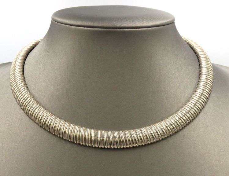 Set of vintage 925 sterling silver collar necklace and bracelet