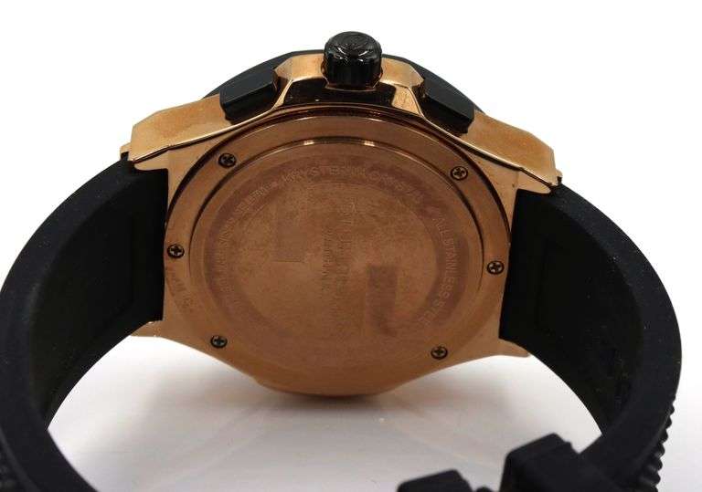 Stuhrling chronograph sports watch black and copper dial