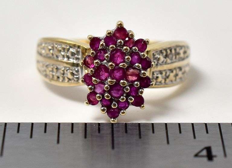 Angelic 10k Yellow Gold Ruby and Diamond Ring
