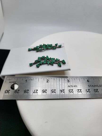 Handmade Elegant Earrings with 7.5ct Natural Colombian Emeralds & 0.28ct Diamond Accents