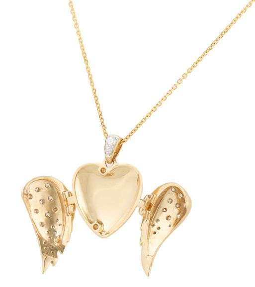Olivia Paris 1.00ctw Diamond Angel Wings Locket Pendant Necklace in 14K