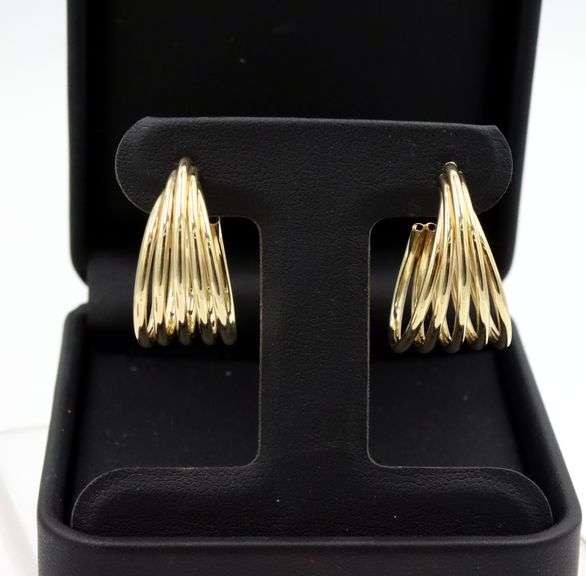 14kt Yellow gold 5 row J hoops