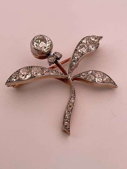 CERTIFIED UNIQUE ANTIQUE FK LADIES DIAMOND BROOCH
