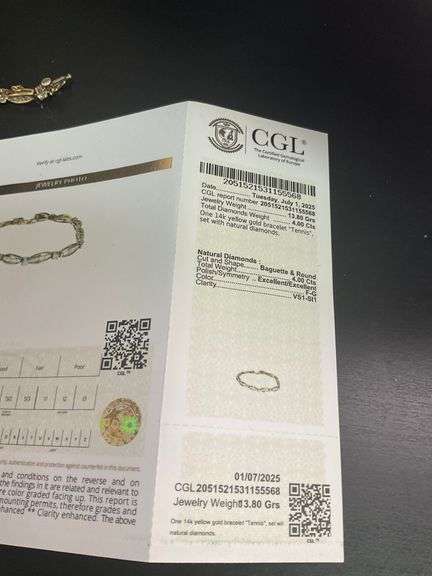 CERTIFIED 14K GOLD AND DIAMOND BRACELET