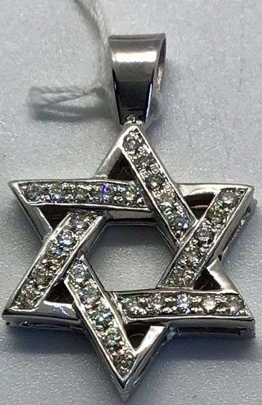 14K White Gold Star of David Pendant