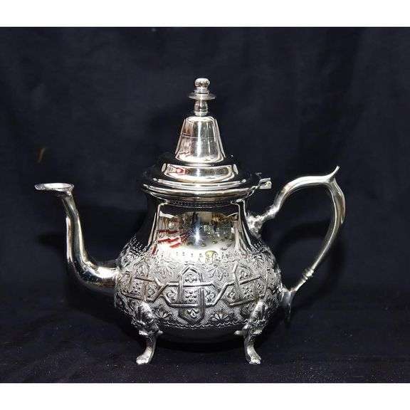 Moroccan Silver-Plated Brass Teapot