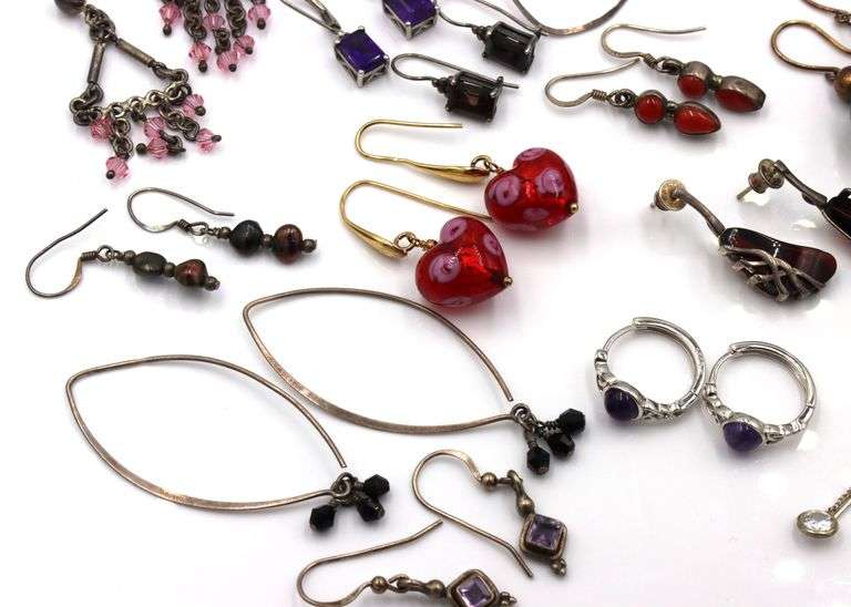 Vintage 925 sterling silver group lot of earrings