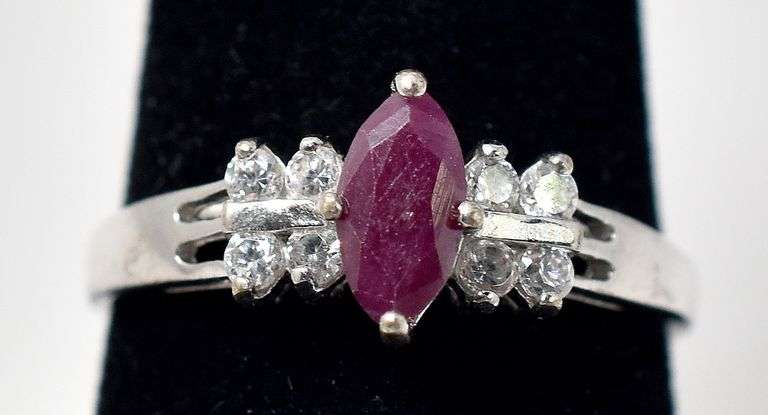 Pink Gemstone Ring with White Accents in Sterling Silver