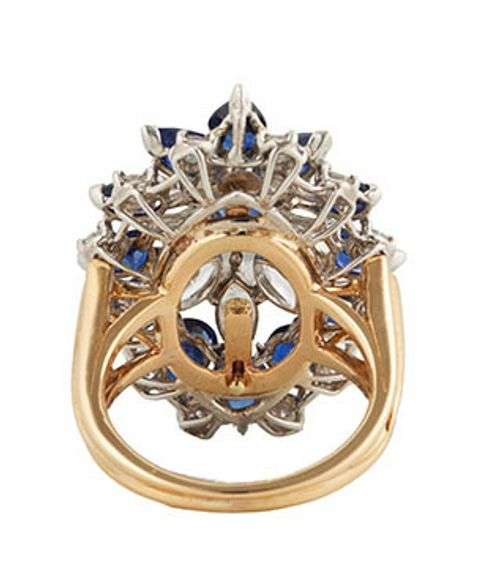 Vintage Cartier 4.75ctw Sapphire and 3.50ctw Diamond Statement Cocktail Ring in 18K