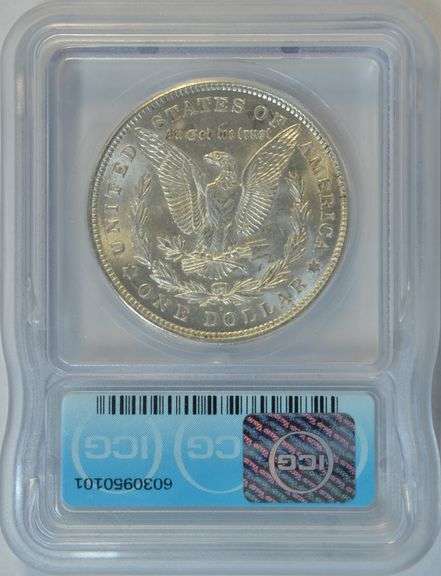 Choice BU 1921-D Morgan Silver Dollar. ICG MS63