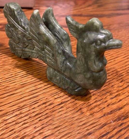 Hand-Carved Jade Phoenix Natural Stone