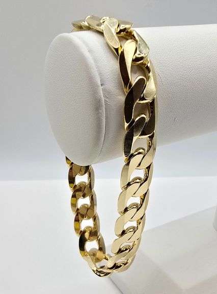 Sharp 34.5 Gram 14 Kt Gold Plate Cuban Link Bracelet
