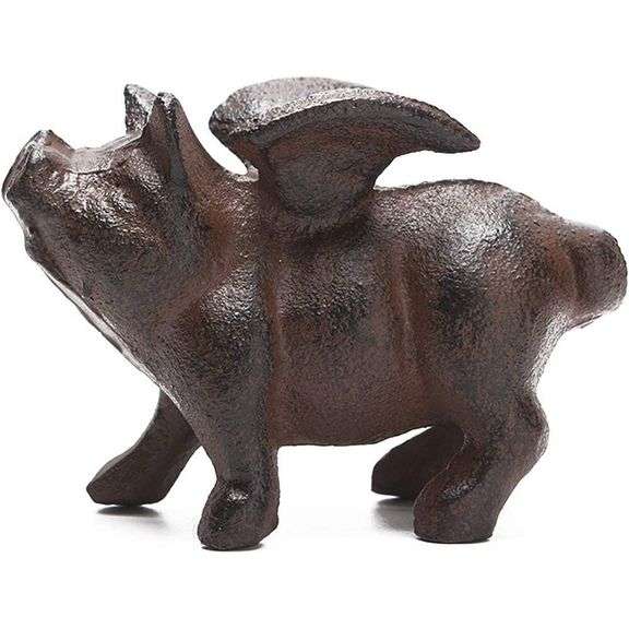 Cast Iron Flying Pig Paperweight