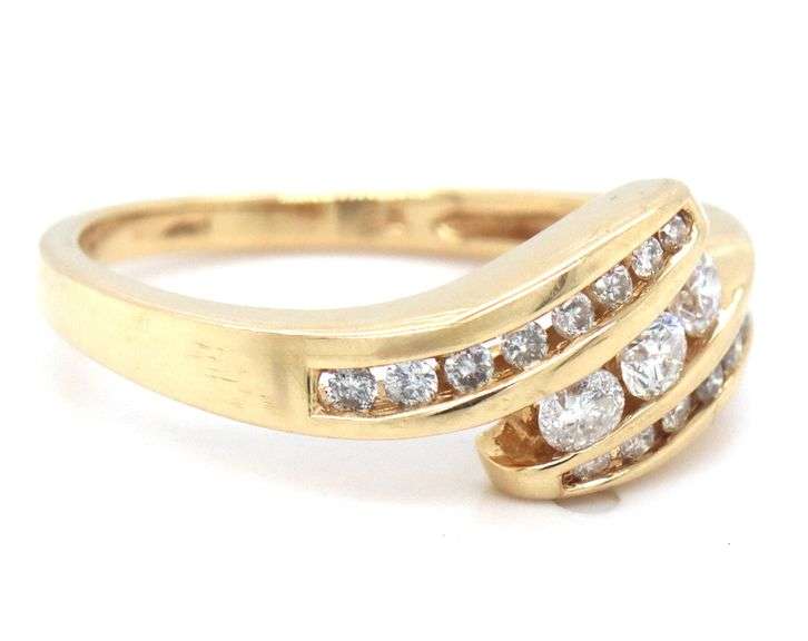 Tasteful 14K YG Channel Set Multi-Diamond Ring