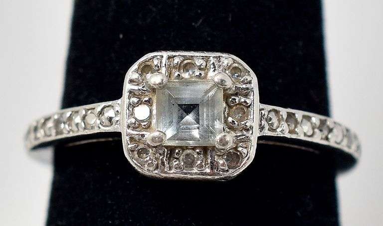 CZ Halo Ring in Sterling