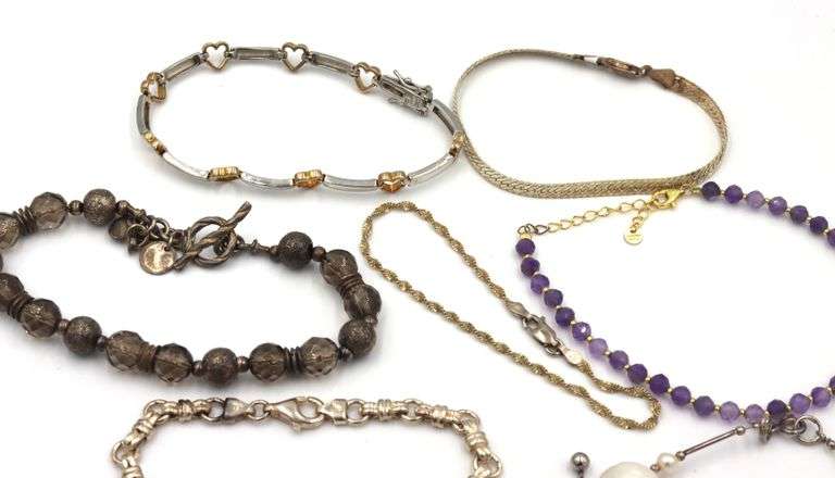 Group lot of 10 vintage 925 sterling silver bracelets