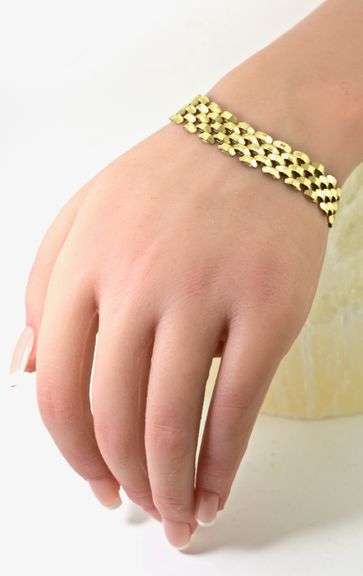 Elegant Wide 14K Yellow Gold Italian Made Bracelet
