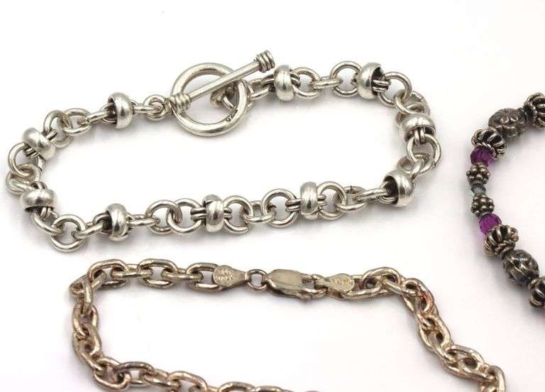 Group lot of 5 vintage 925 sterling silver bracelets