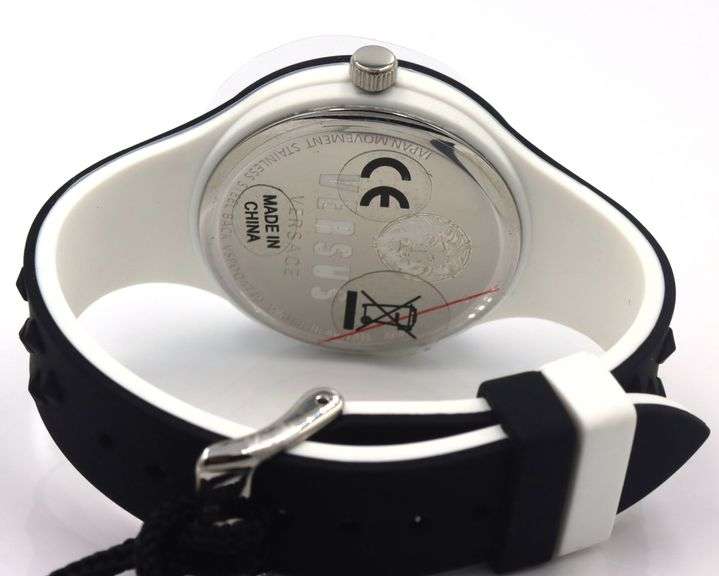 Versace by Versus fire Island white and black quartz rubber band watch