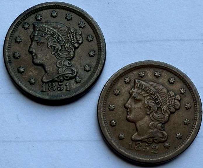 1851 1852 Large Cents
