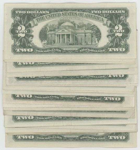28 Crisp AU/CU $2 Red Seal Notes mostly 1963 (some 1953)