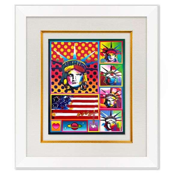 5 Liberties and Flag by Peter Max