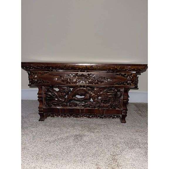 Solid Elm Wood Hand-Carved Meditation Table