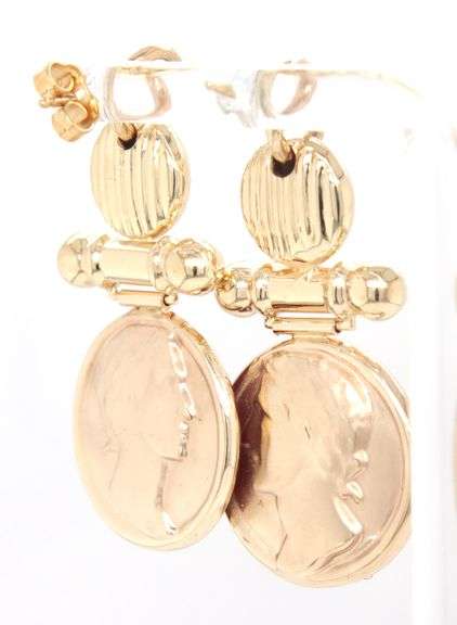 14kt Yellow gold Intaglio dangle earrings