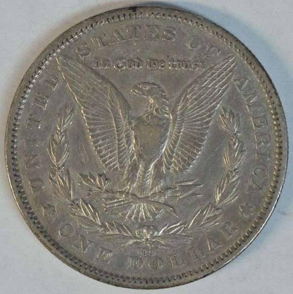 Original AU 1890-CC Morgan Silver Dollar. Key date