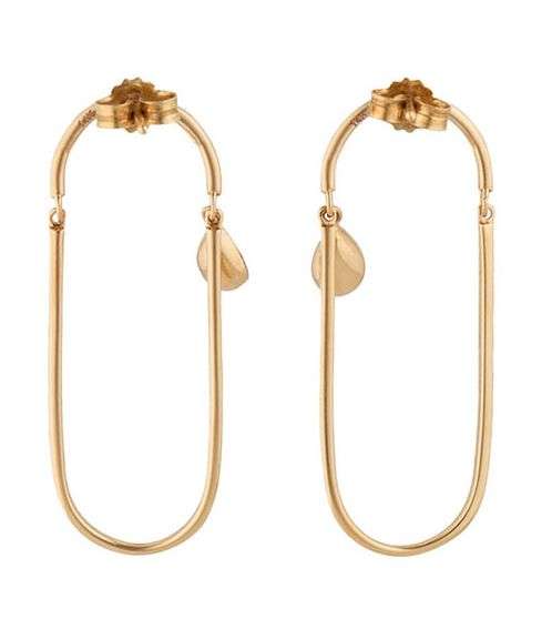 New 0.40ctw Brown and Irradiated Blue Diamond Open Oval Drop Earrings in 14K