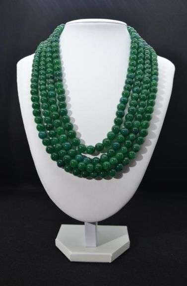 Beautiful 907.5 Cttw Genuine Jade 4 Strand Necklace