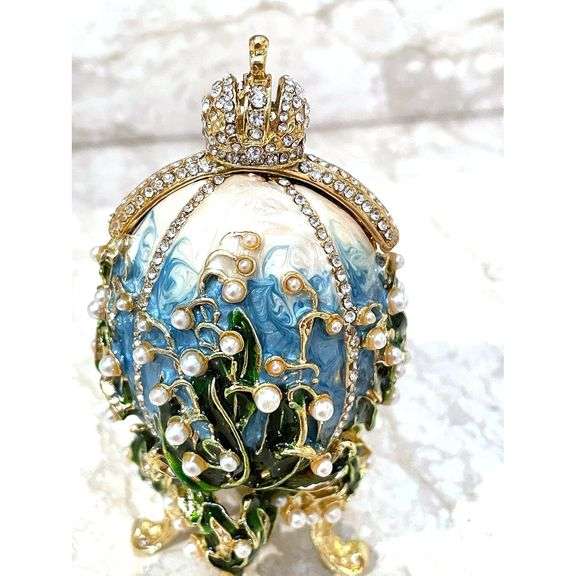 24K Gold Imperial Fabergé Egg with 260 Crystals & 90 Pearls