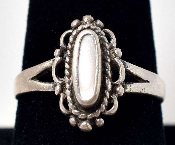 Cute Mother  of Pearl Ring in Sterling Silver
